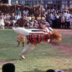 Dancers performing at the University of Ibadan campus on the occasion of the visit from President Senghor of Senegal. April 1964.