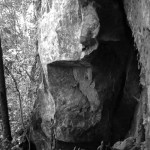 PICATHARTES 9. Eventually we came to large areas of exposed rock-face along a ridge within the forest. To give some idea of scale, this photo includes my colleague Martin and Elias.