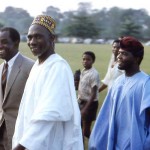 I took this rare photo in November 1963 on the University of Ibadan campus. Left is Prof Kenneth Dike, the first Nigerian Vice-Chancellor of the University. With him is Sir Abubakar Tafawa Balewa, the Nigerian Prime Minister, who was on campus for his installation as Chancellor of the University. Balewa was killed during the first military coup in February 1966; Dike returned to eastern Nigeria at the start of the Biafran war.